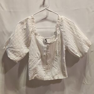 Nook Cream Textured Puff Sleeve Blouse